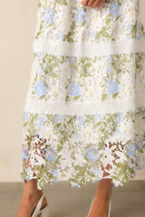Spring Romance Ivory Floral Embroidered Maxi Dress