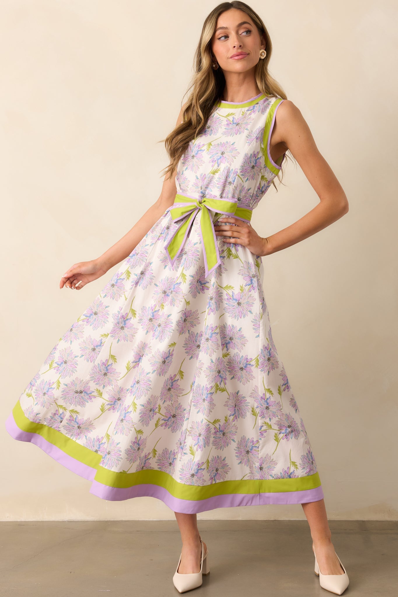 All In Due Time Cotton Lavender Floral Maxi Dress