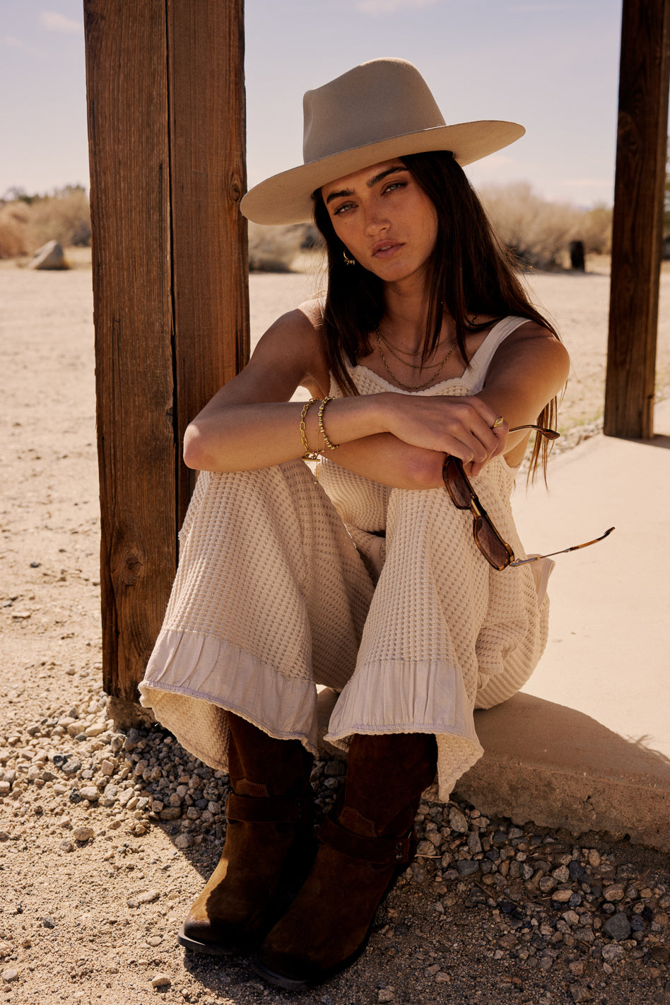Addey Knit Overalls in Cream