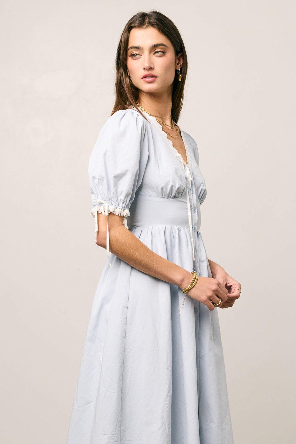 Romy Lace Trim Midi Dress