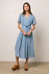 Malik Floral Midi Dress in Blue - FINAL SALE