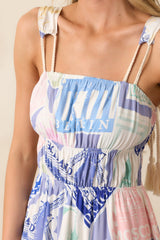 Adair Passport Print Blue Midi Dress