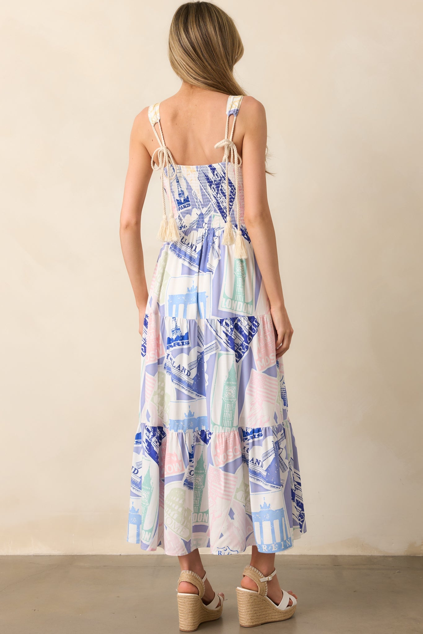 Adair Passport Print Blue Midi Dress