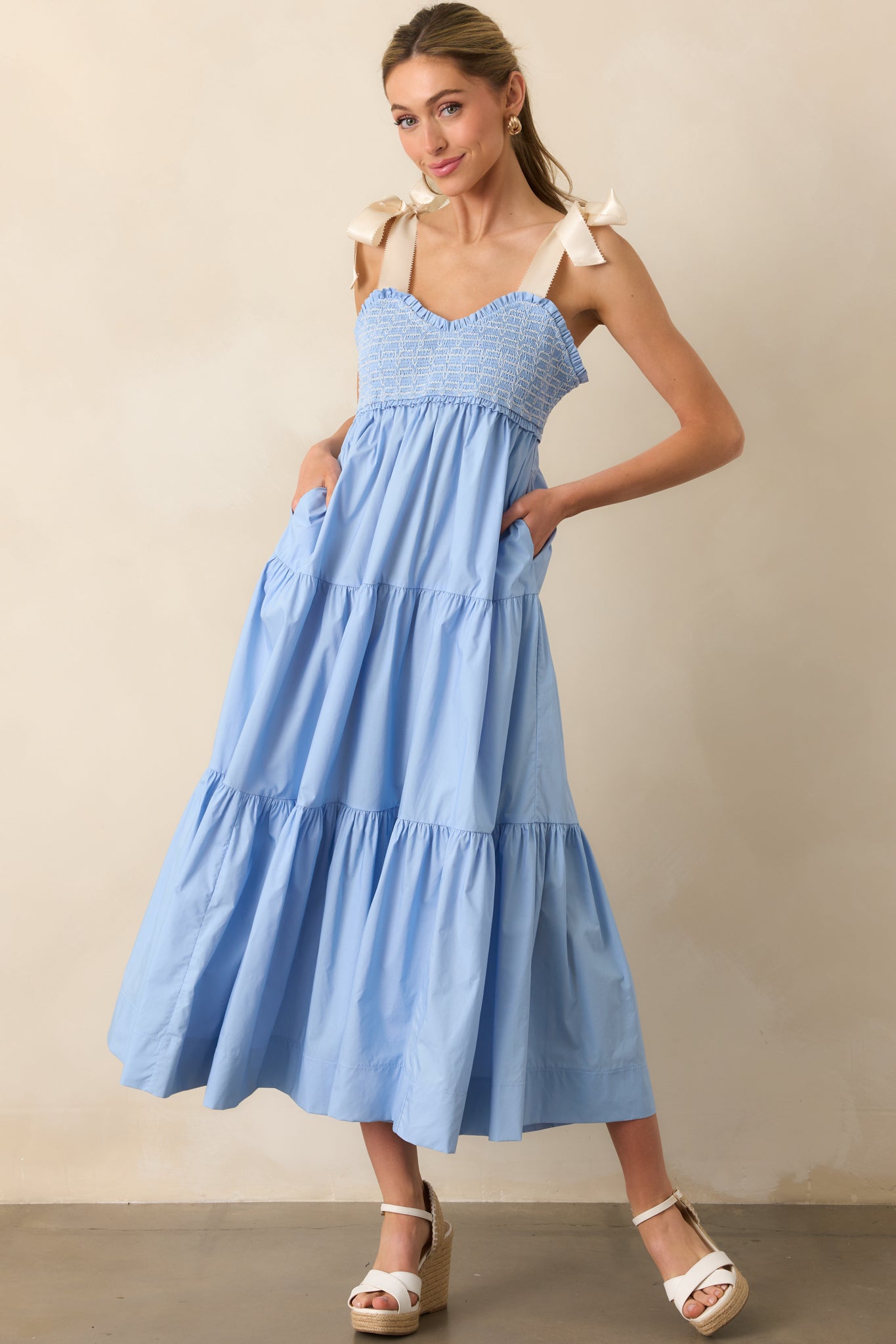 The Felicity Light Blue Cotton Midi Dress