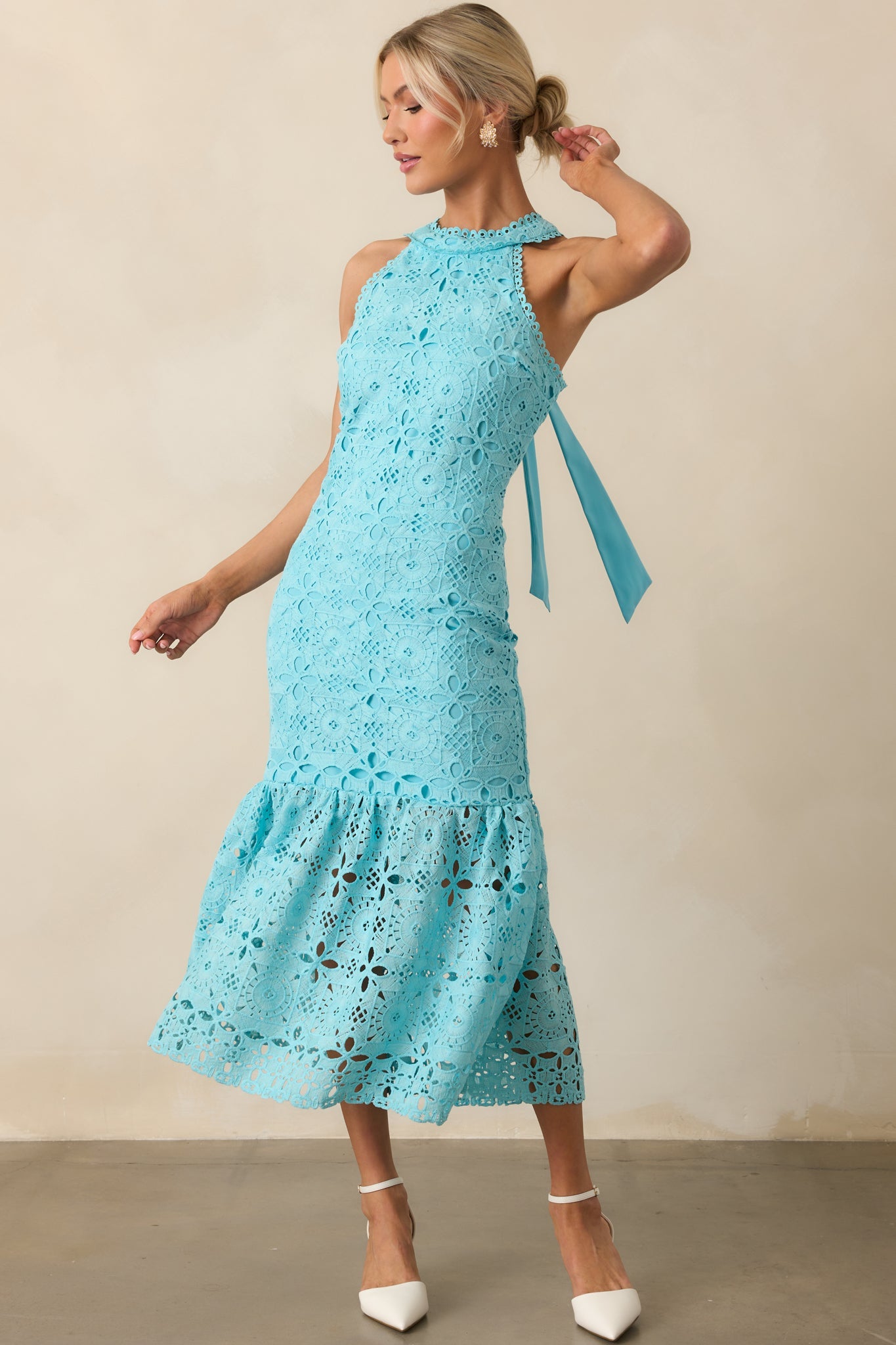 It's A New Day Horizon Blue Floral Embroidered Maxi Dress