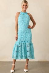 It's A New Day Horizon Blue Floral Embroidered Maxi Dress