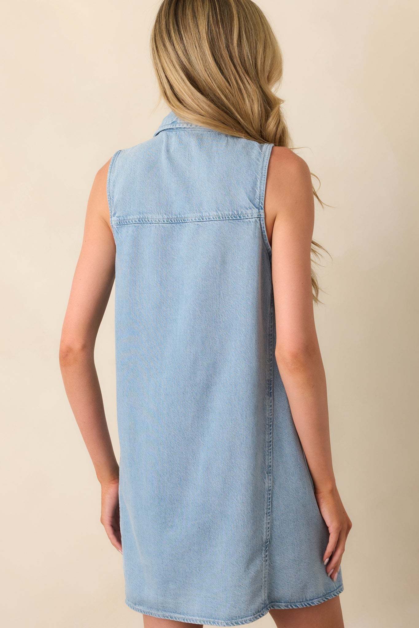 Z Supply Light Wash Cotton New Light Denim Mini Dress