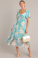 MINKPINK Evelyn Light Blue Puff Sleeve Midi Dress