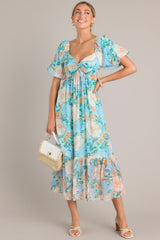 MINKPINK Evelyn Light Blue Puff Sleeve Midi Dress