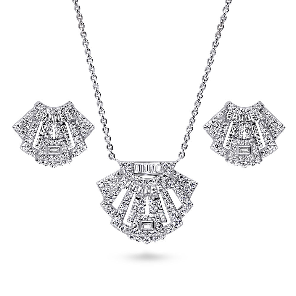 Vintage Inspired Art Deco CZ Set in Sterling Silver