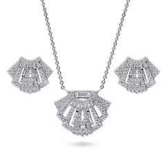 Vintage Inspired Art Deco CZ Set in Sterling Silver